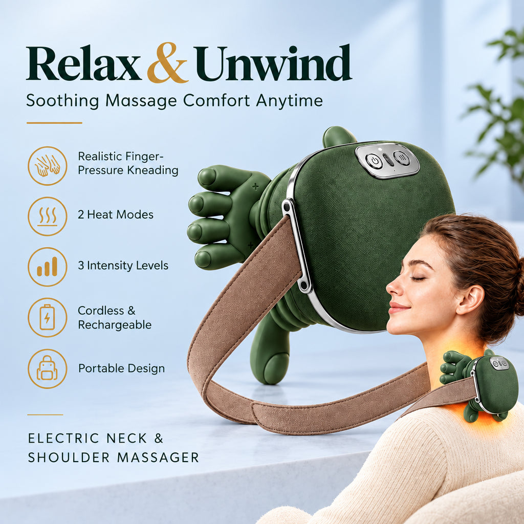 Electric Neck & Shoulder Massager with Heat – Cordless Deep Kneading Massage