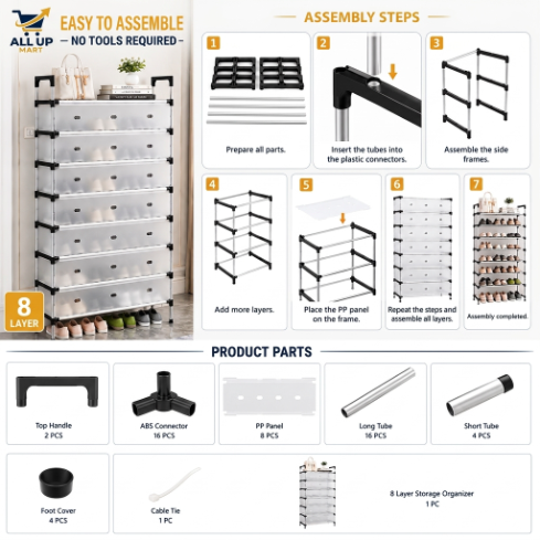 Multilayer Dustproof Shoe Rack – Spacious & Durable Home Organizer